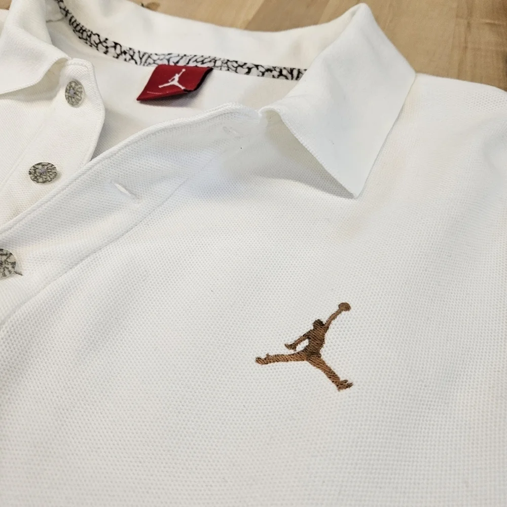 Rare Classic  Authentic Air Jordan Jump Man Whire Polo Shirt X-LARGE